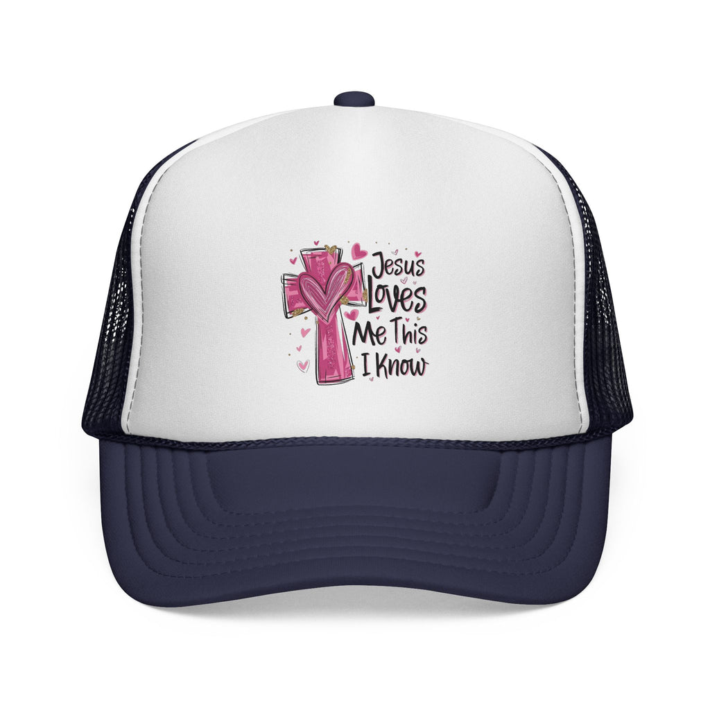 Jesus Loves Me Trucker Cap, Christian Hat, Faith-Based Gift, Religious Apparel, Summer Accessory, Youthful Style