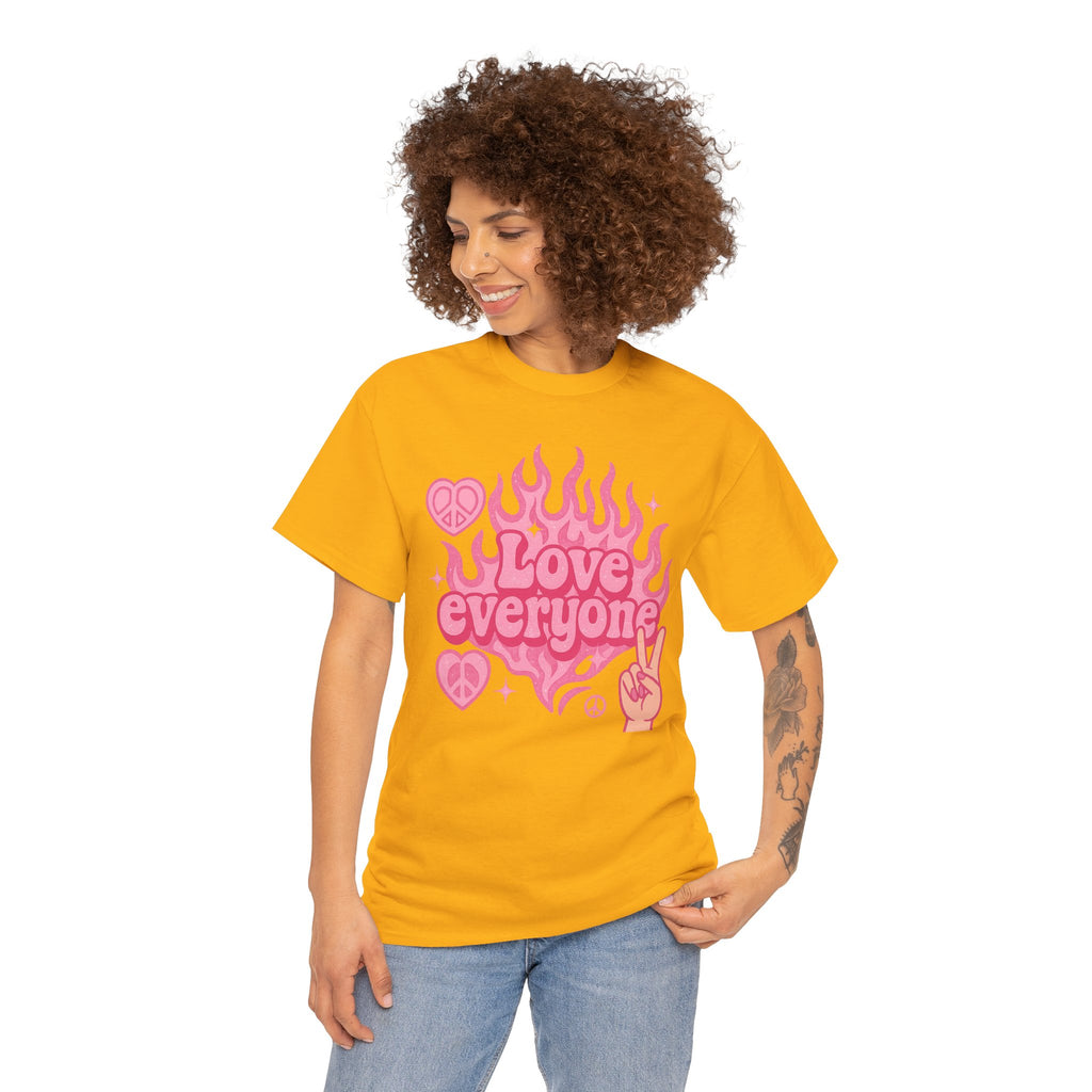 Love Everyone Unisex Heavy Cotton Tee - Peace & Love Graphic T-Shirt Inclusivity Unisex