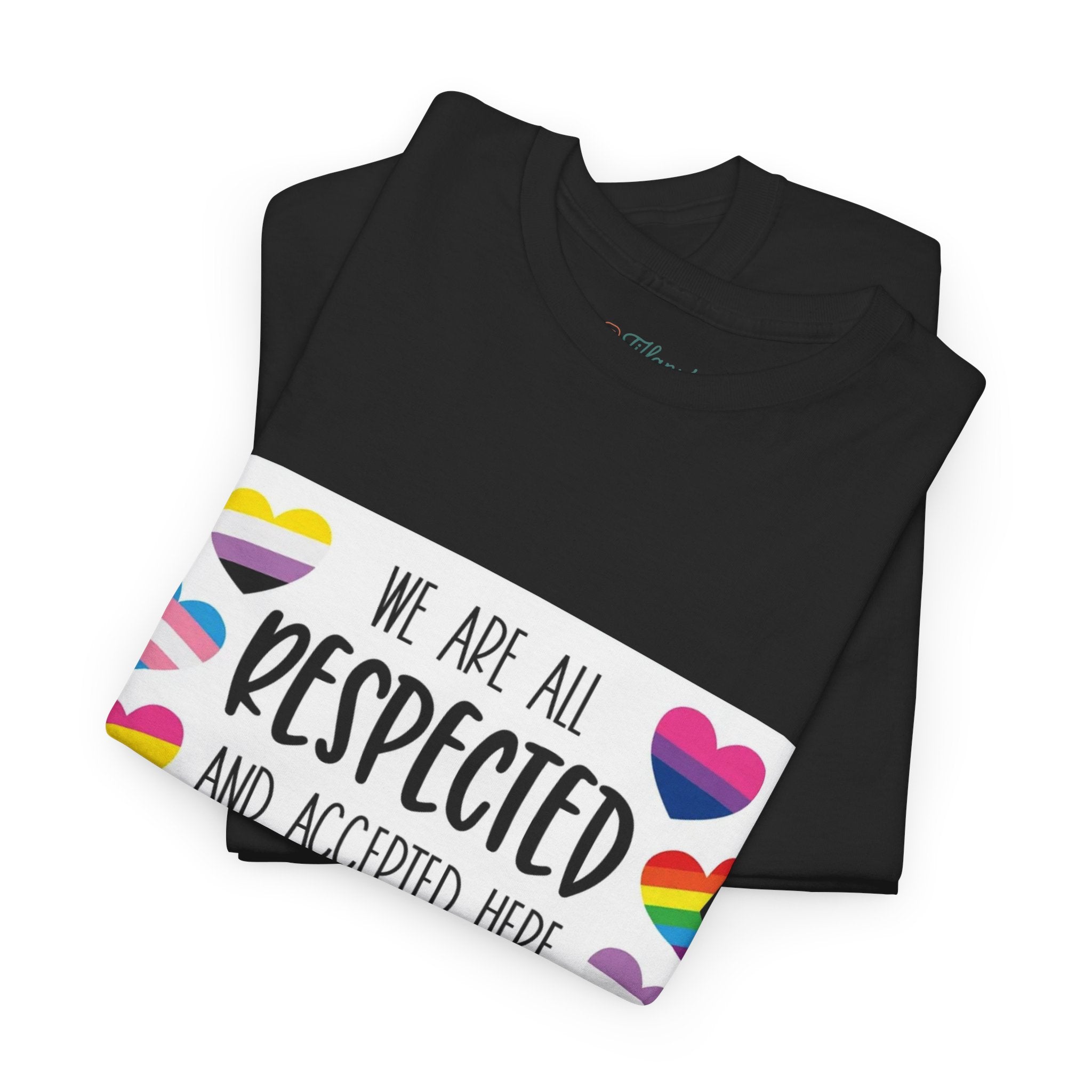 Inclusive Message Unisex Heavy Cotton Tee - "We Are All Respected and Accepted Here"  Inclusivity Unisex