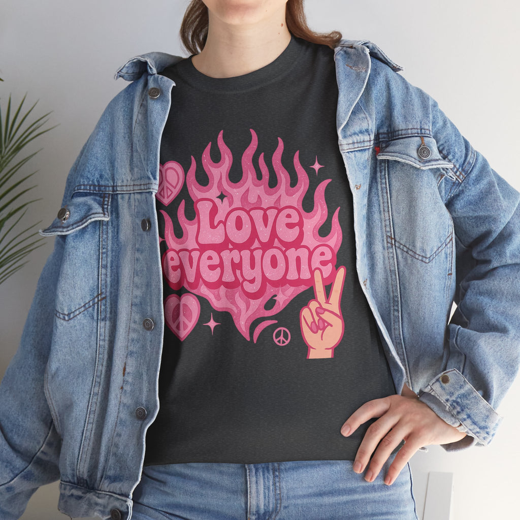 Love Everyone Unisex Heavy Cotton Tee - Peace & Love Graphic T-Shirt Inclusivity Unisex