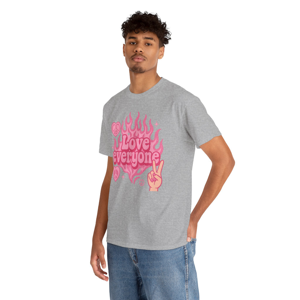 Love Everyone Unisex Heavy Cotton Tee - Peace & Love Graphic T-Shirt Inclusivity Unisex