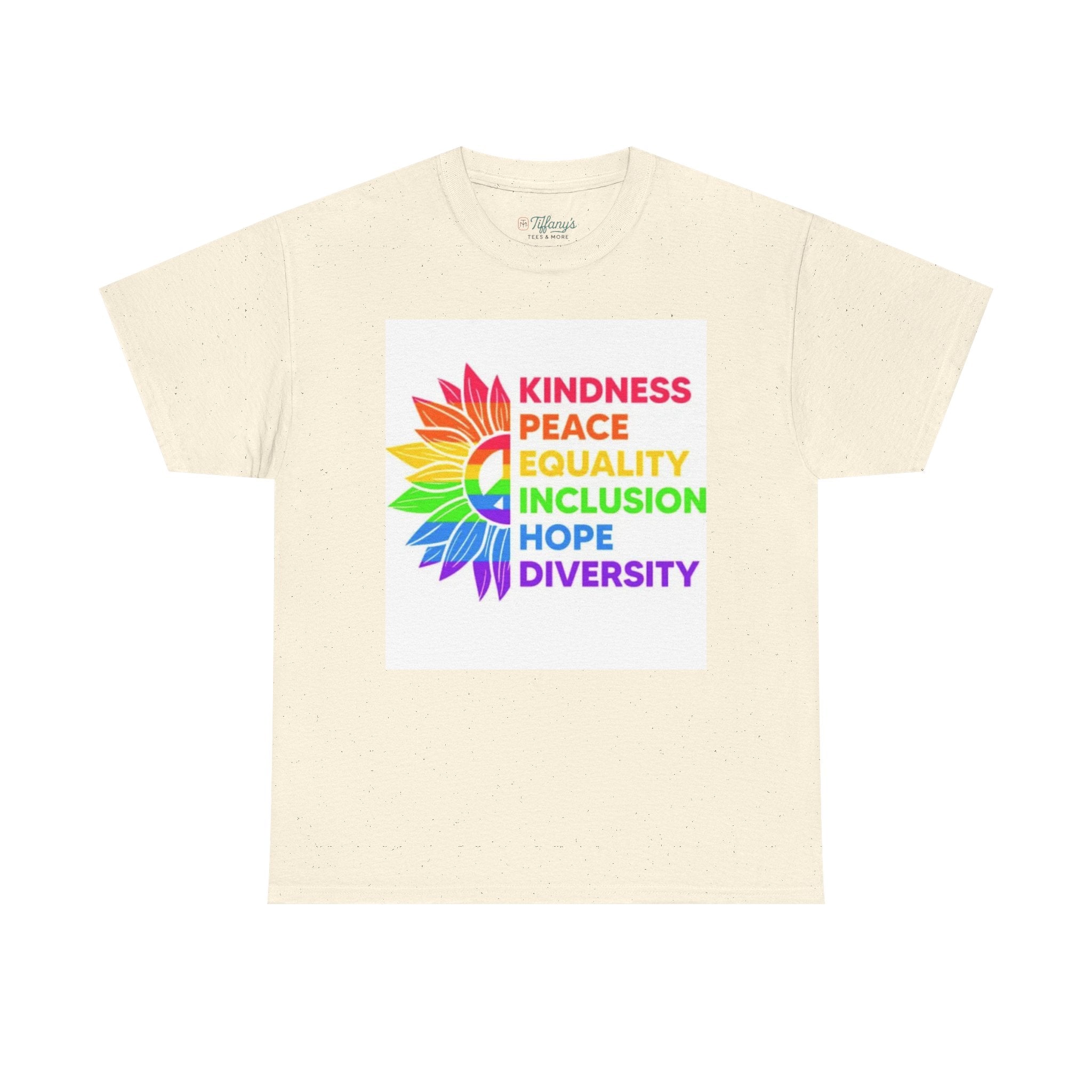 Rainbow Inclusivity Unisex Heavy Cotton Tee - Kindness, Peace, Equality, Hope & Diversity