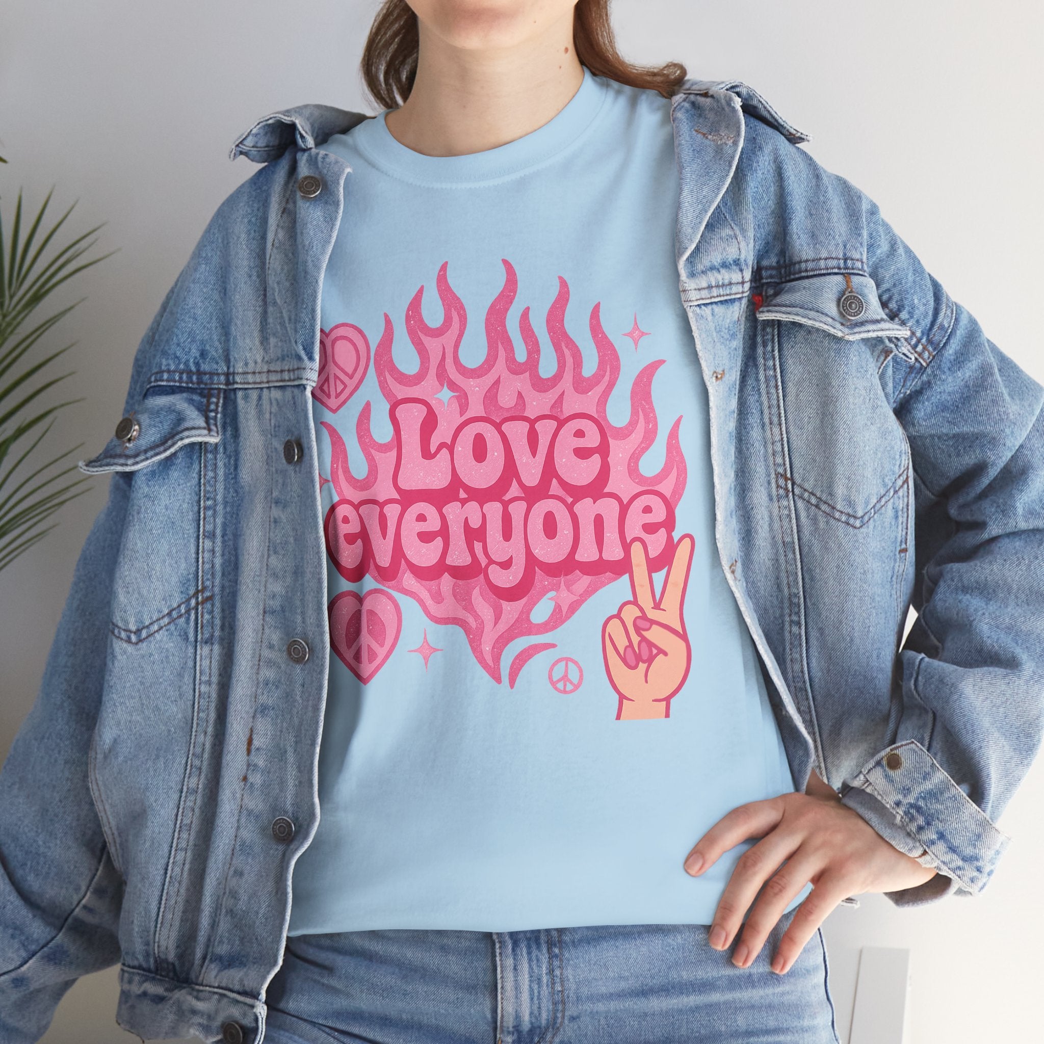 Love Everyone Unisex Heavy Cotton Tee - Peace & Love Graphic T-Shirt Inclusivity Unisex