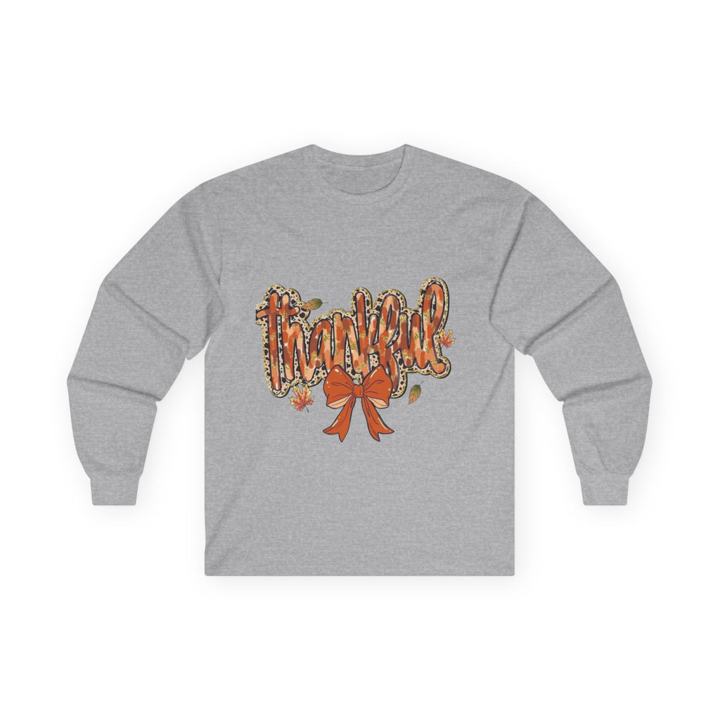 Thankful Long Sleeve Tee, Fall Shirt, Thanksgiving Apparel, Unisex Cotton Top, Cozy Gift for Her