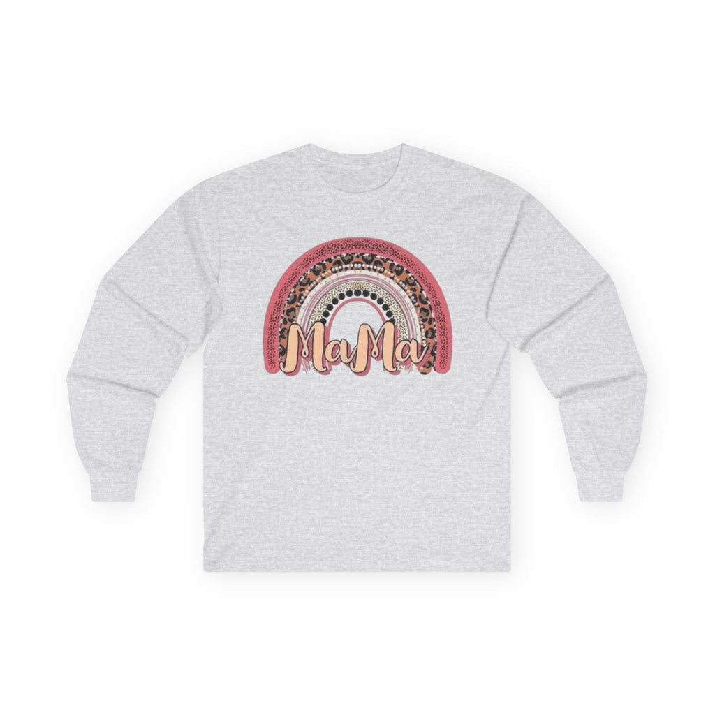 Mama Rainbow Long Sleeve Tee, Mother's Day Gift, Cozy Casual Wear, Boho Style Shirt, Gift for New Moms, Spring Fashion