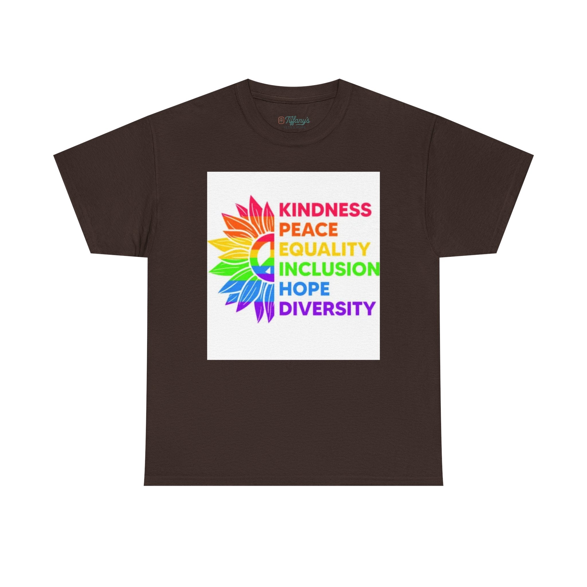 Rainbow Inclusivity Unisex Heavy Cotton Tee - Kindness, Peace, Equality, Hope & Diversity