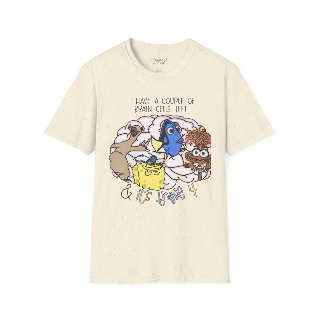 SpongeBob, Dory, anxiety. Brain Cells Left Unisex T-Shirt, Funny Graphic Tee, Casual Wear, Gift for Friends, Birthday Apparel
