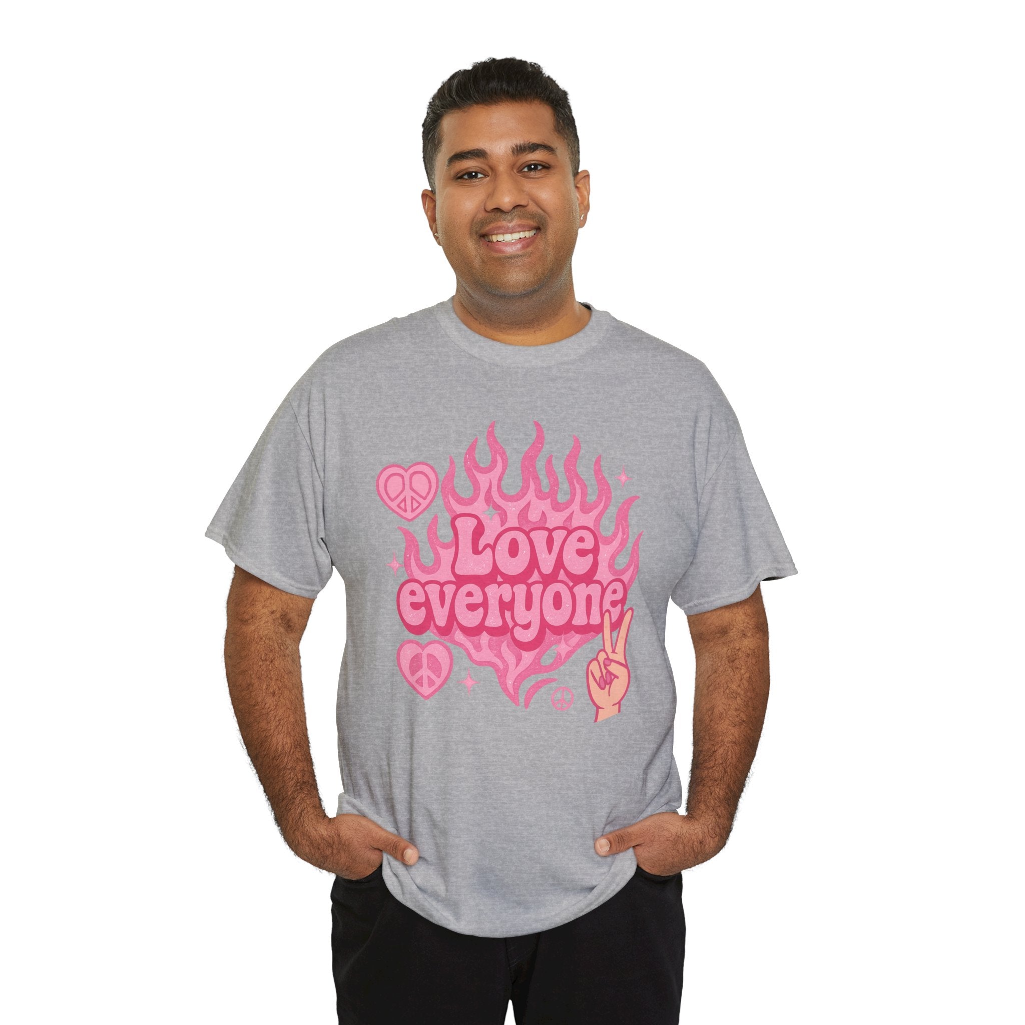 Love Everyone Unisex Heavy Cotton Tee - Peace & Love Graphic T-Shirt Inclusivity Unisex