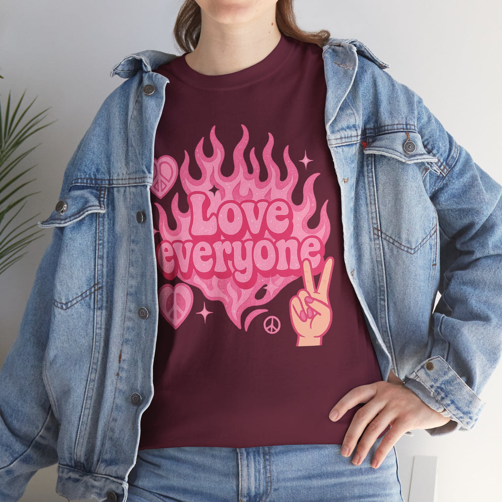 Love Everyone Unisex Heavy Cotton Tee - Peace & Love Graphic T-Shirt Inclusivity Unisex