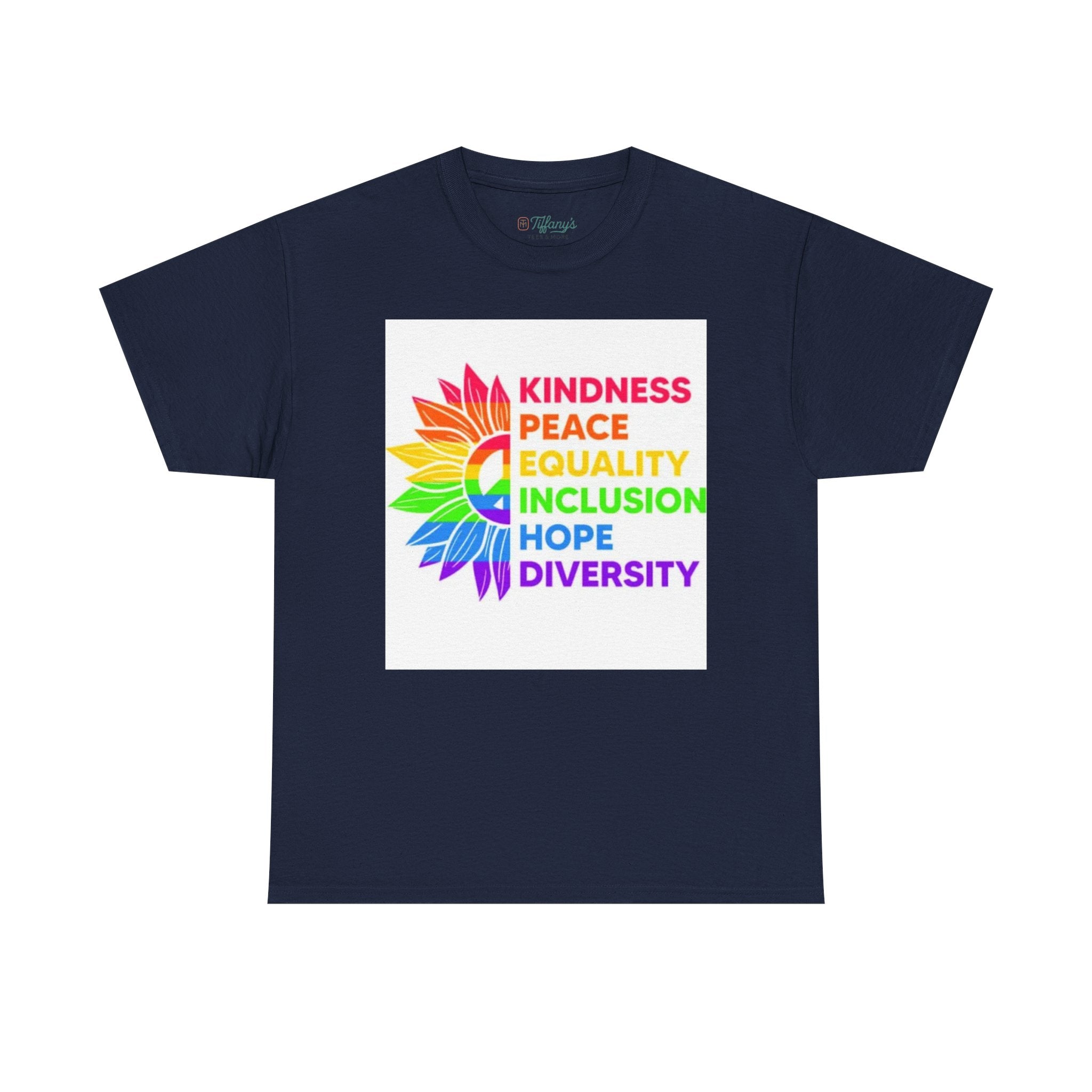 Rainbow Inclusivity Unisex Heavy Cotton Tee - Kindness, Peace, Equality, Hope & Diversity