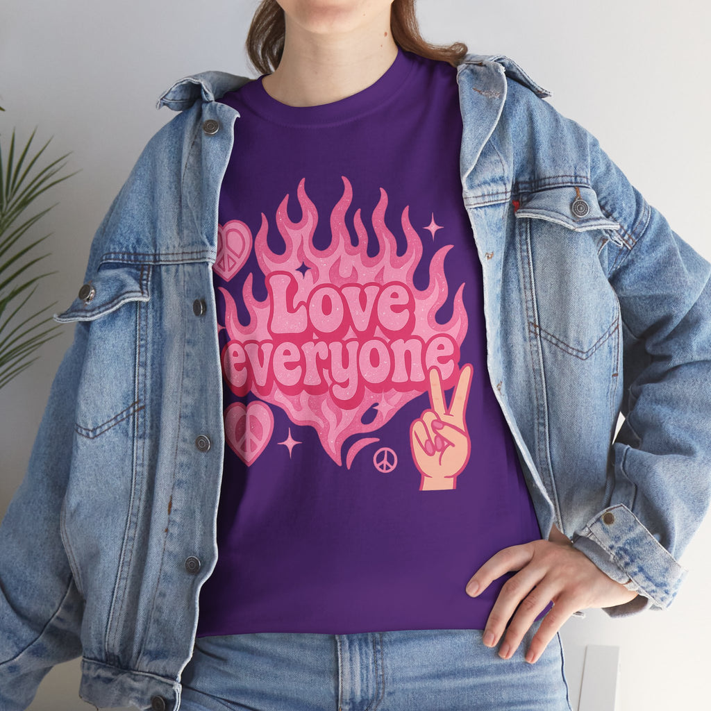 Love Everyone Unisex Heavy Cotton Tee - Peace & Love Graphic T-Shirt Inclusivity Unisex