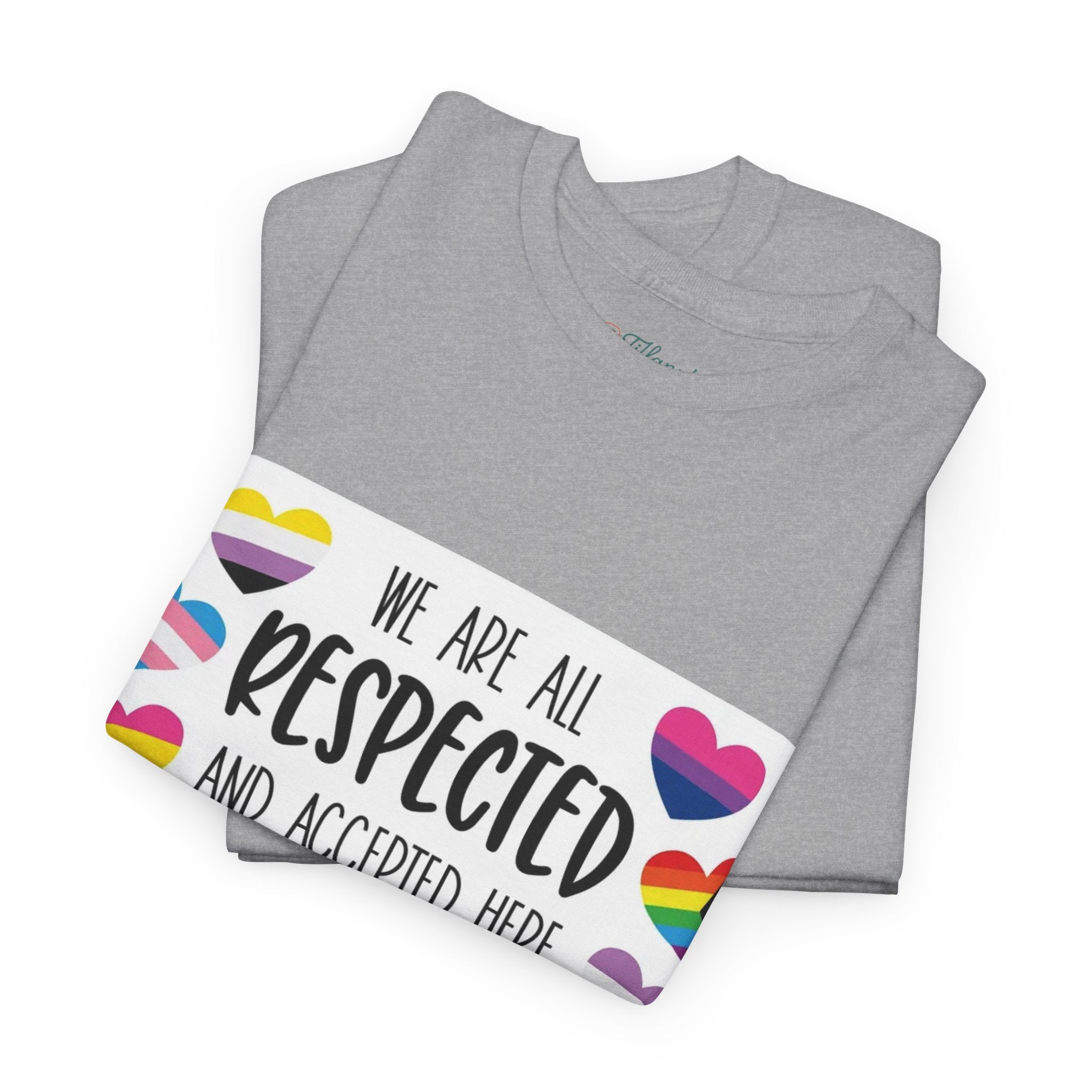 Inclusive Message Unisex Heavy Cotton Tee - "We Are All Respected and Accepted Here"  Inclusivity Unisex