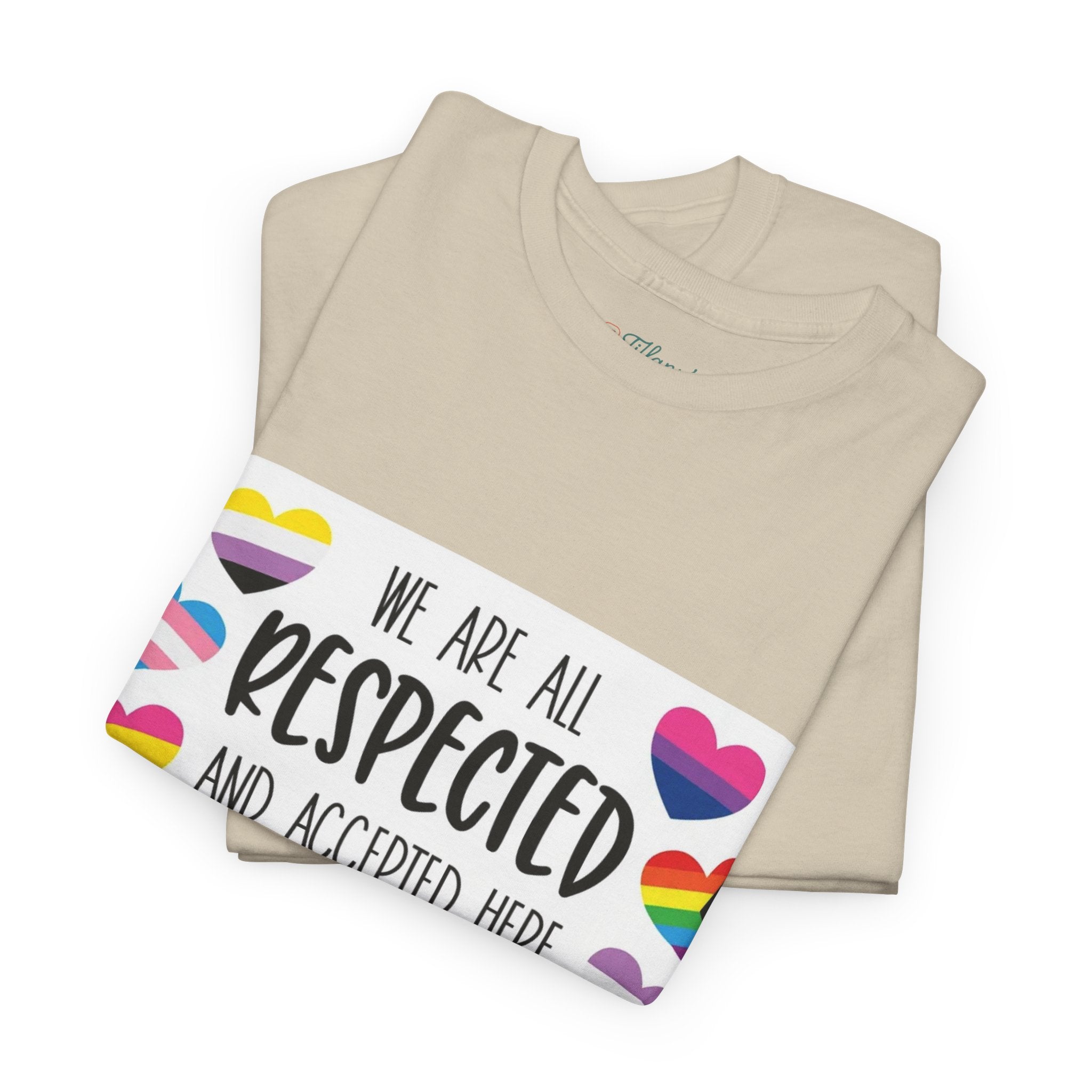 Inclusive Message Unisex Heavy Cotton Tee - "We Are All Respected and Accepted Here"  Inclusivity Unisex