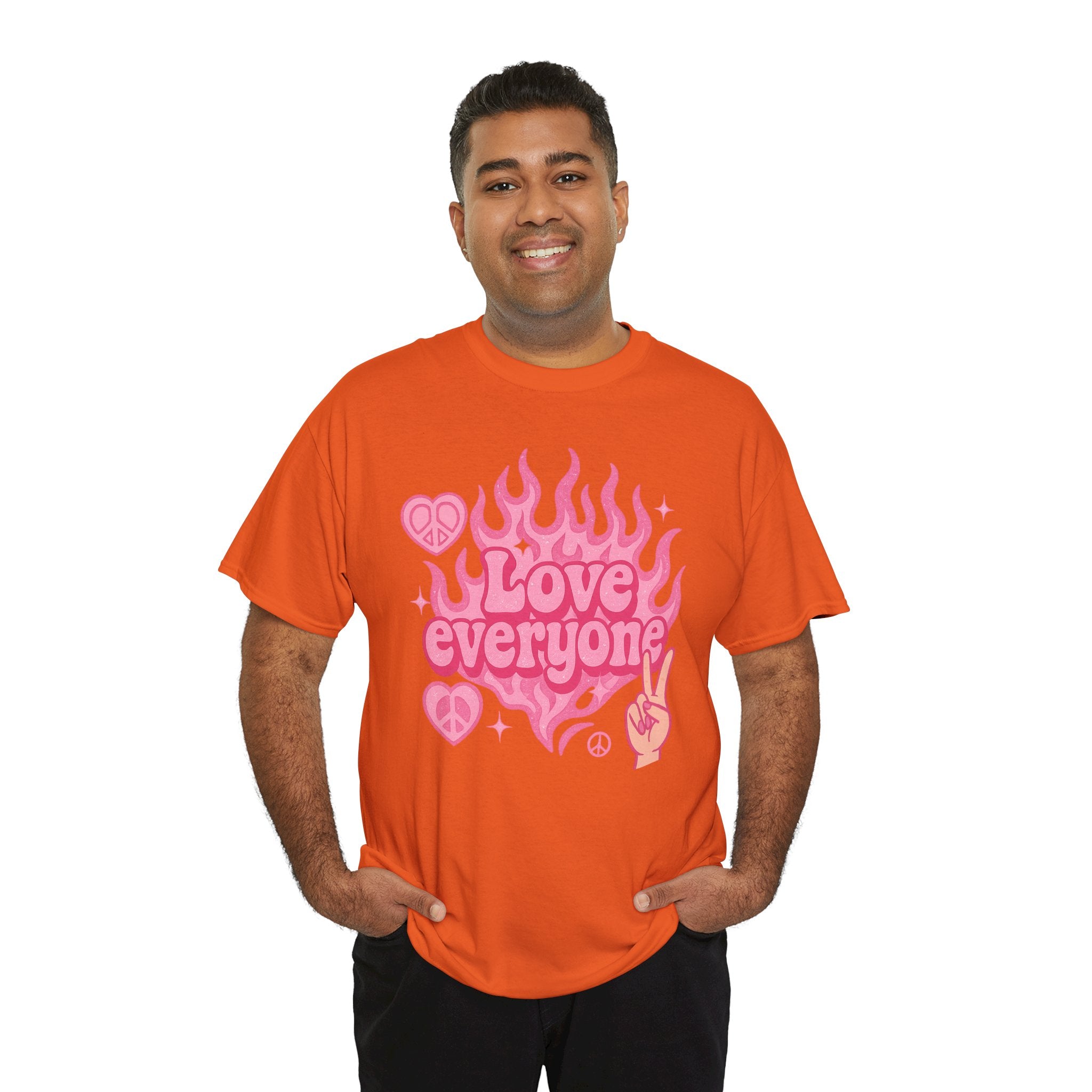 Love Everyone Unisex Heavy Cotton Tee - Peace & Love Graphic T-Shirt Inclusivity Unisex