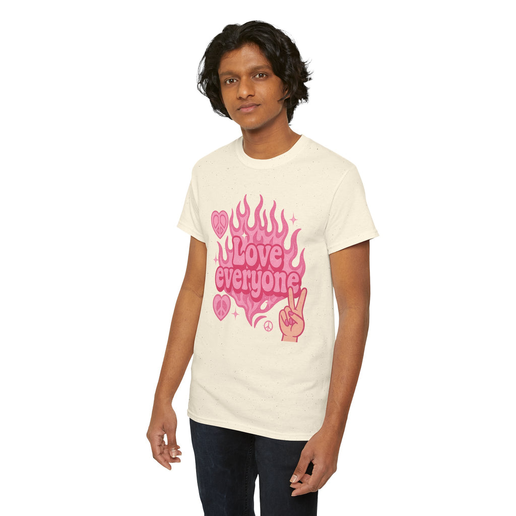 Love Everyone Unisex Heavy Cotton Tee - Peace & Love Graphic T-Shirt Inclusivity Unisex