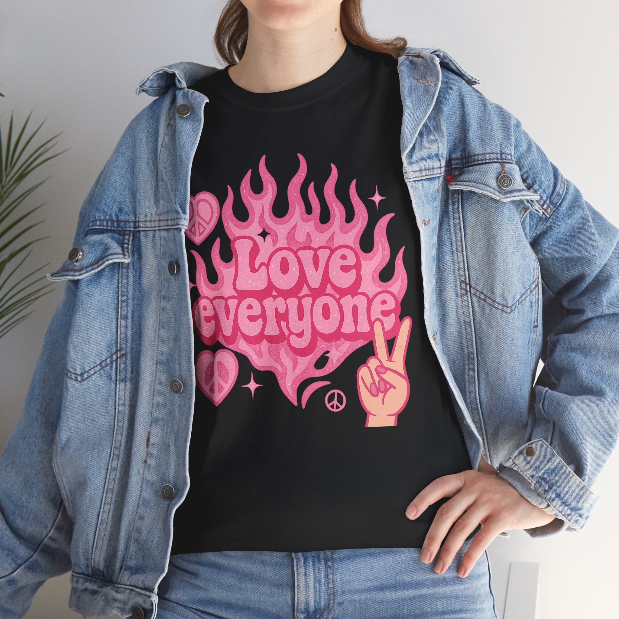 Love Everyone Unisex Heavy Cotton Tee - Peace & Love Graphic T-Shirt Inclusivity Unisex