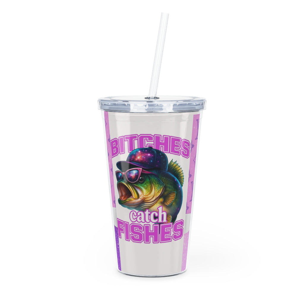 Fishing Lover's Plastic Tumbler with Straw, Perfect for Outdoors, Fishing Gifts, Summer Sips, Catch of the Day Drinkware