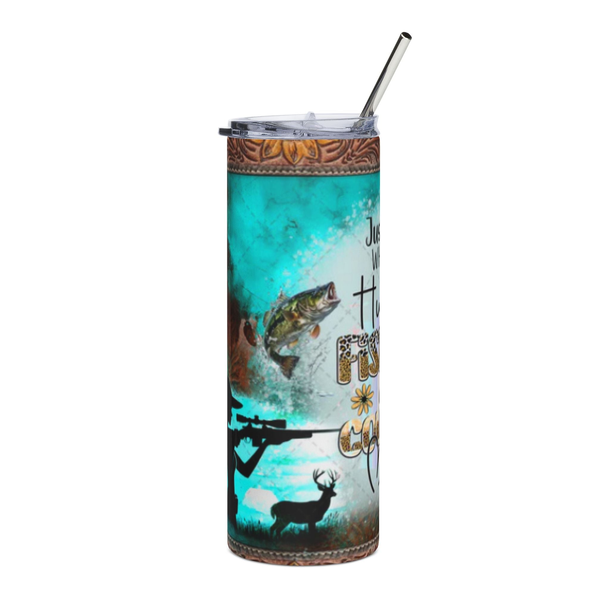Country Music Lover's Stainless Steel Tumbler - 20oz Fishing & Hunting Design