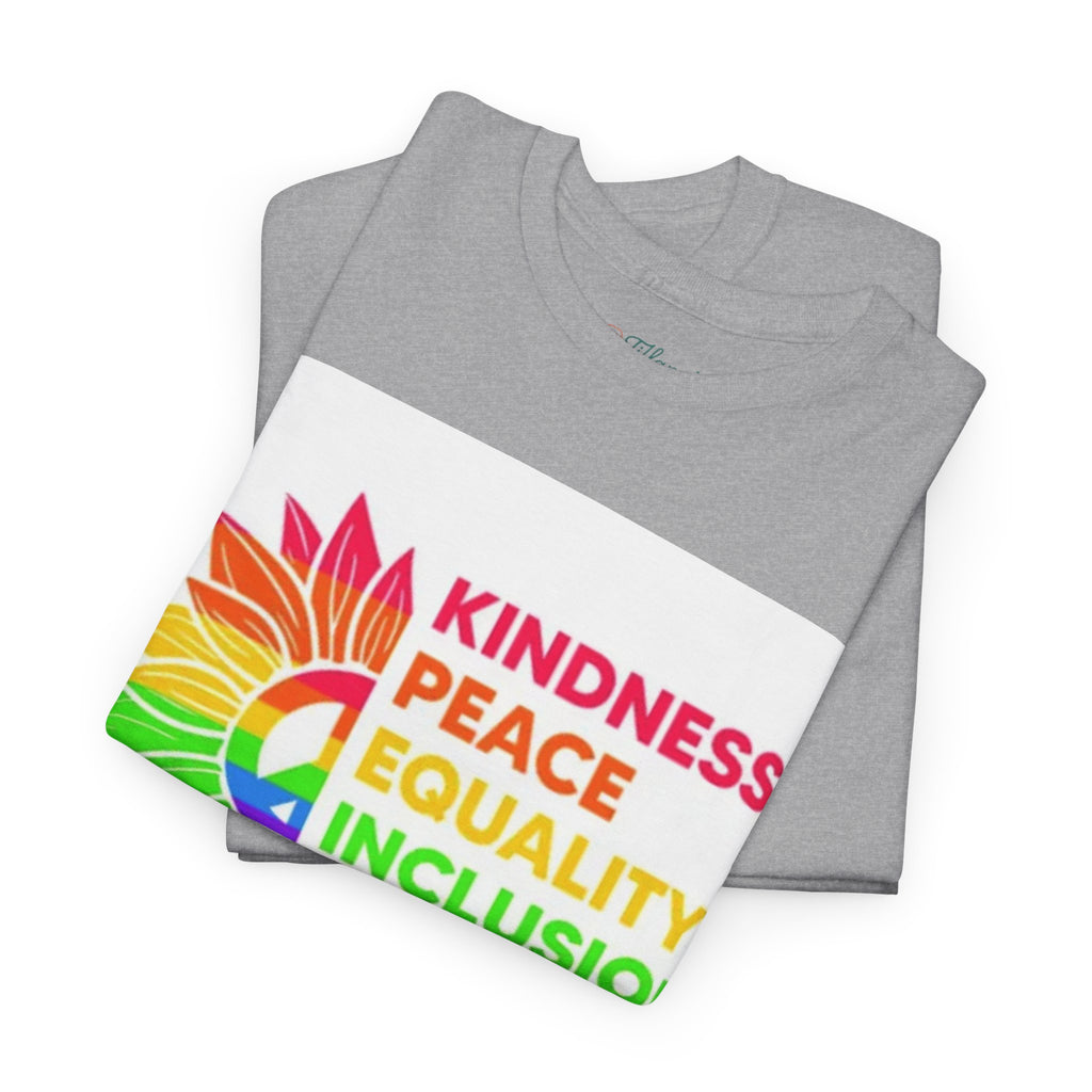 Rainbow Inclusivity Unisex Heavy Cotton Tee - Kindness, Peace, Equality, Hope & Diversity