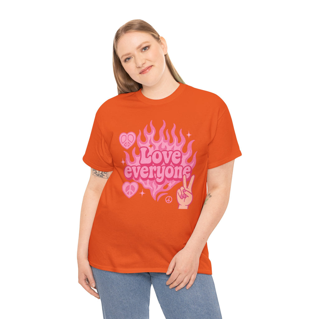 Love Everyone Unisex Heavy Cotton Tee - Peace & Love Graphic T-Shirt Inclusivity Unisex