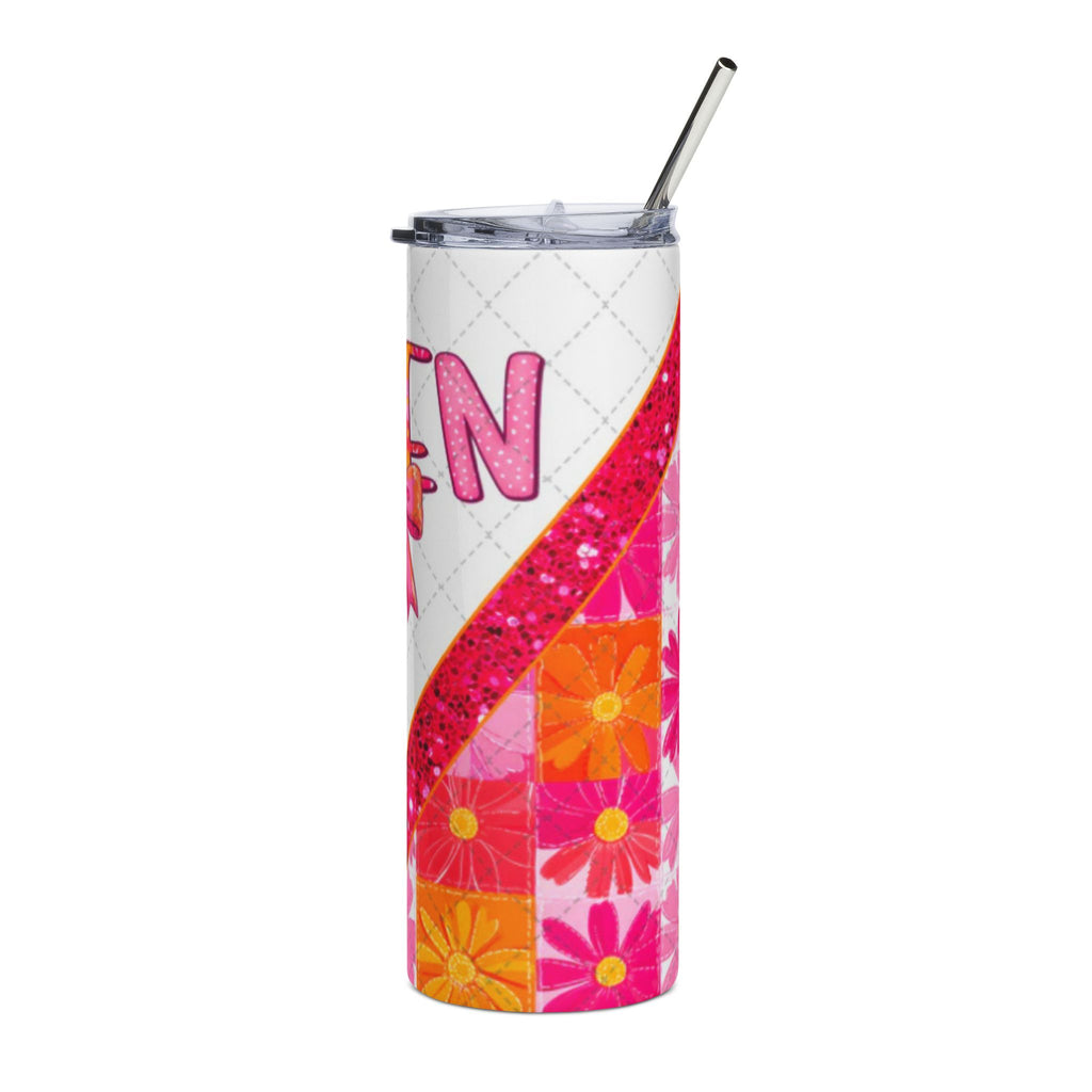 Colorful Floral AMEN Stainless Steel Tumbler - 20oz with Sparkling Designs