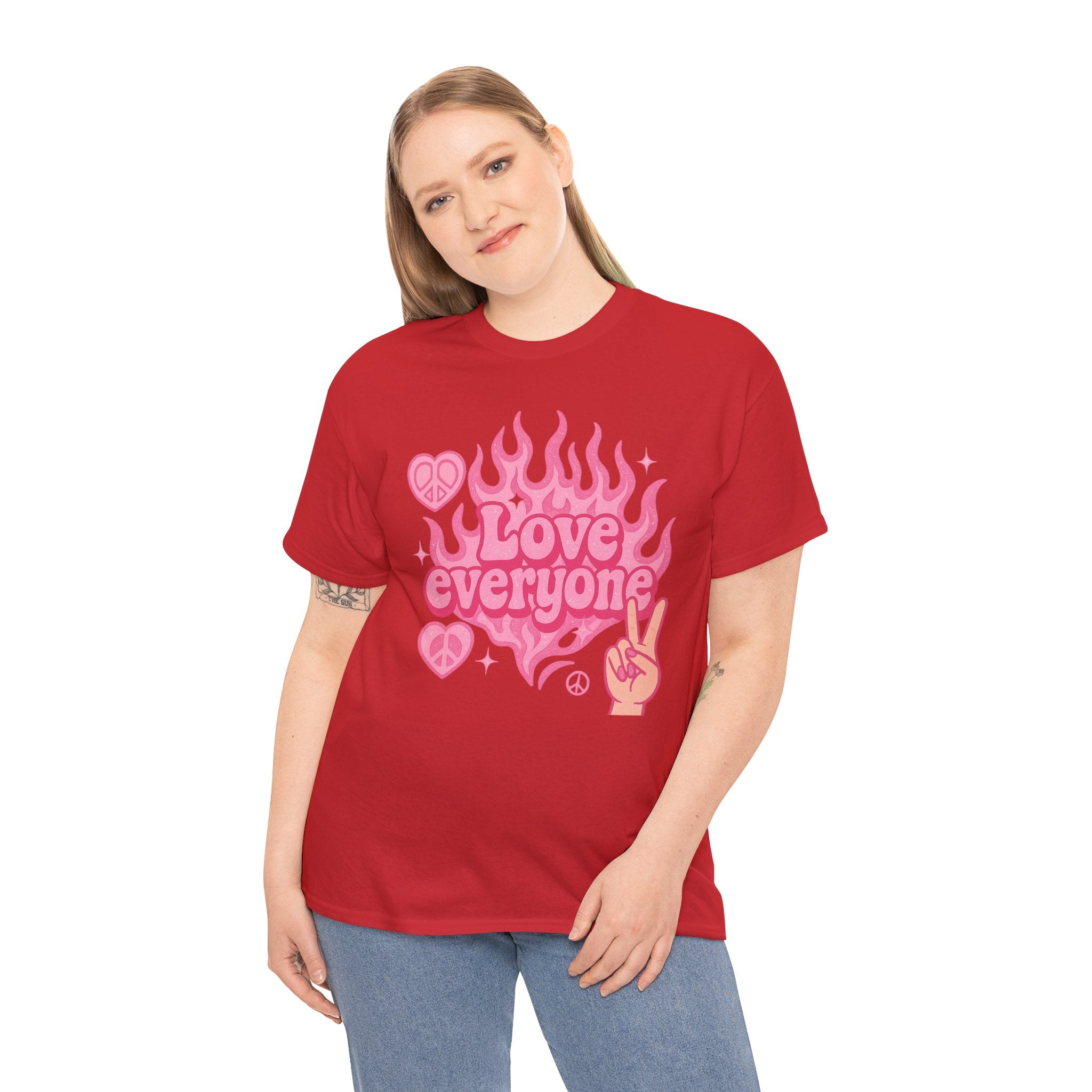 Love Everyone Unisex Heavy Cotton Tee - Peace & Love Graphic T-Shirt Inclusivity Unisex