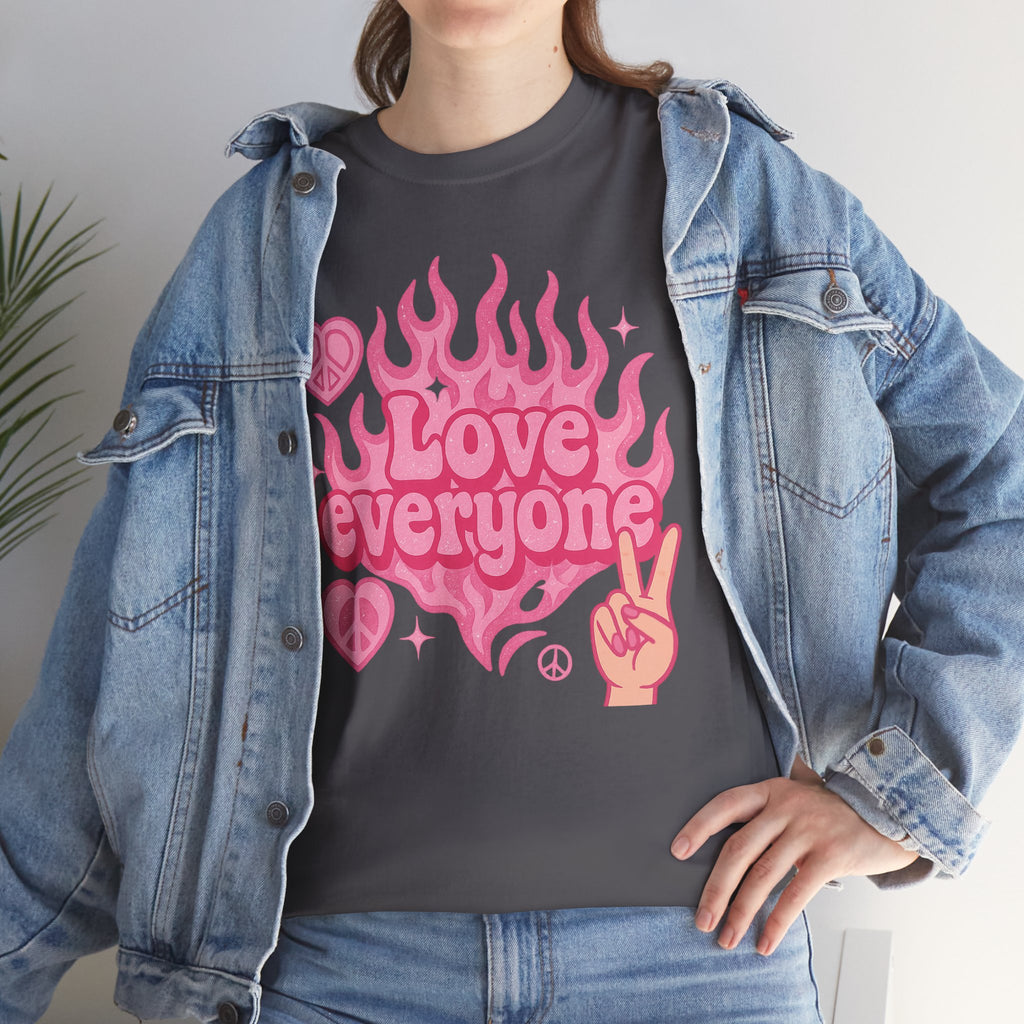 Love Everyone Unisex Heavy Cotton Tee - Peace & Love Graphic T-Shirt Inclusivity Unisex