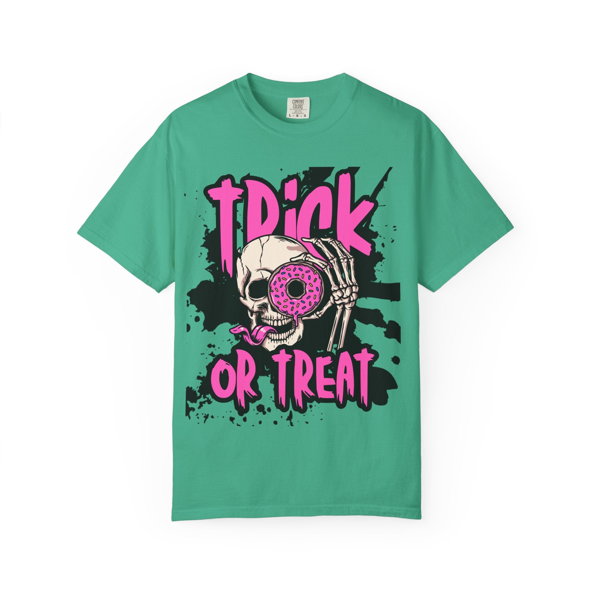Trick or Treat Unisex Garment-Dyed T-Shirt, Halloween Shirt, Spooky Tee, Graphic T-Shirt, Casual Wear, Festival Clothing