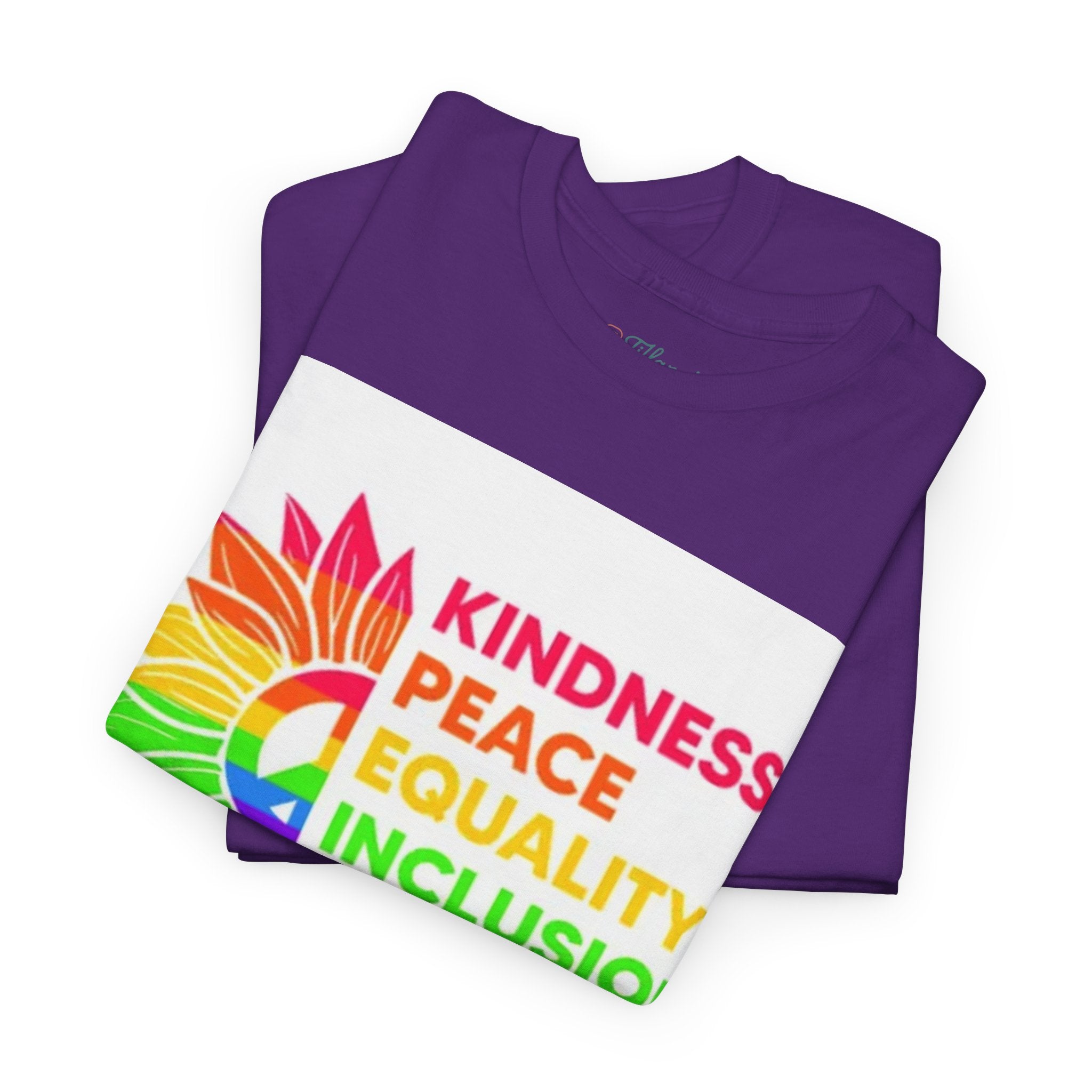 Rainbow Inclusivity Unisex Heavy Cotton Tee - Kindness, Peace, Equality, Hope & Diversity