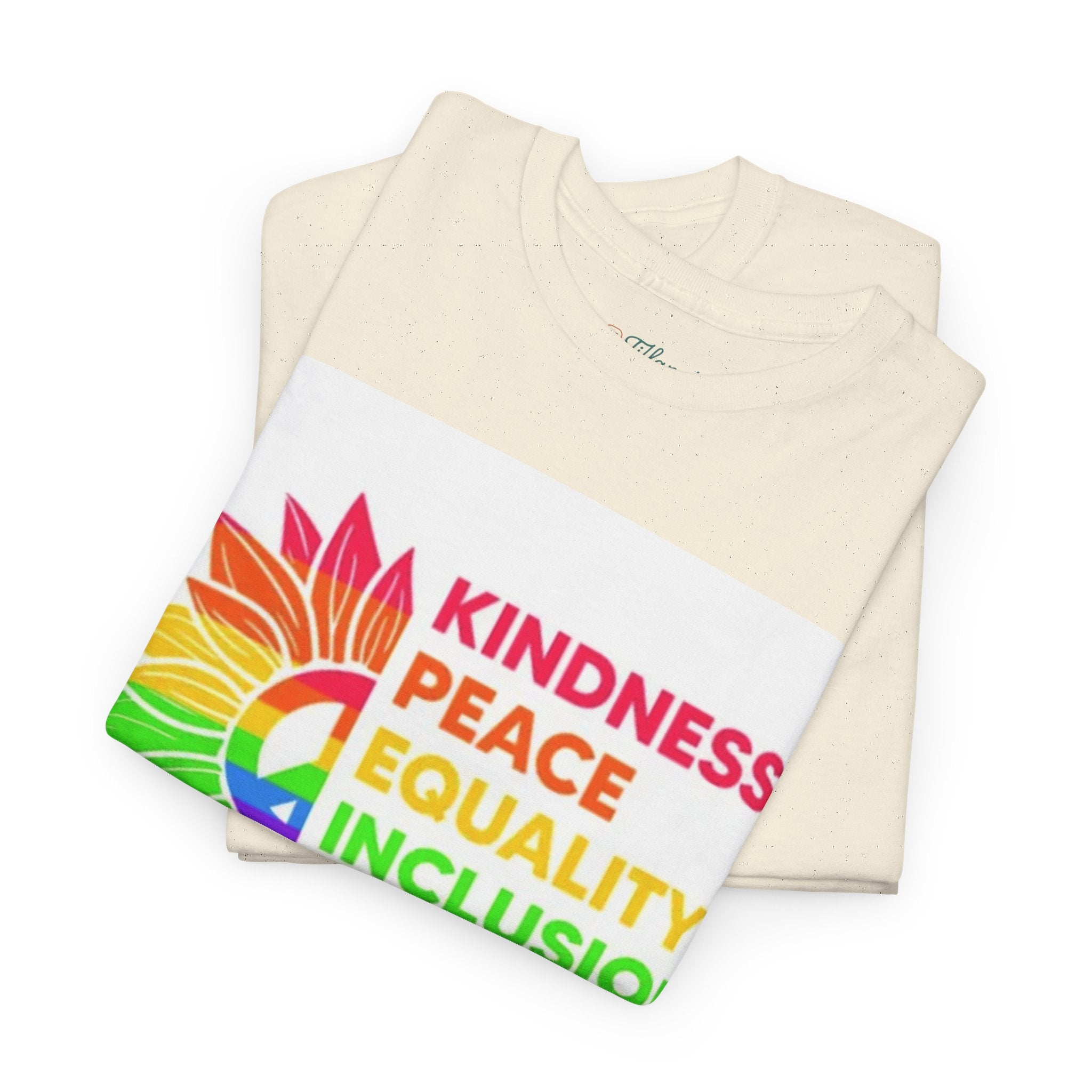 Rainbow Inclusivity Unisex Heavy Cotton Tee - Kindness, Peace, Equality, Hope & Diversity